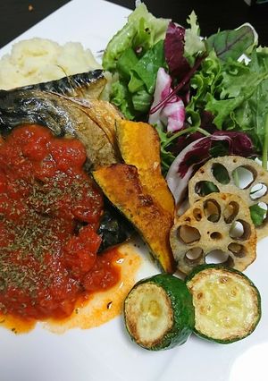 簡単!サバとトマトソースワンプレート★-レシピのメイン写真