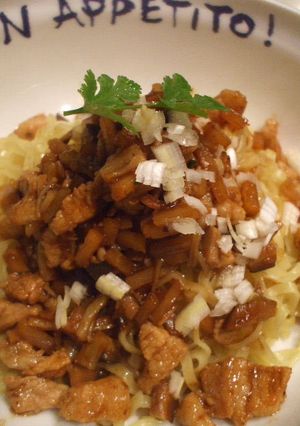 豚肉のコマ切れ醤油煮込みのっけ麺-レシピのメイン写真