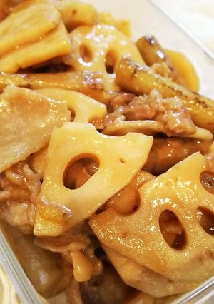 ごぼうと蓮根の豚バラ味噌煮-レシピのメイン写真