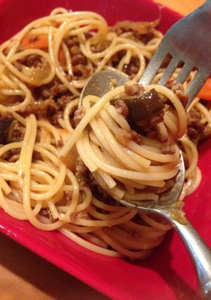 ナスとひき肉の和風味噌味パスタ-レシピのメイン写真