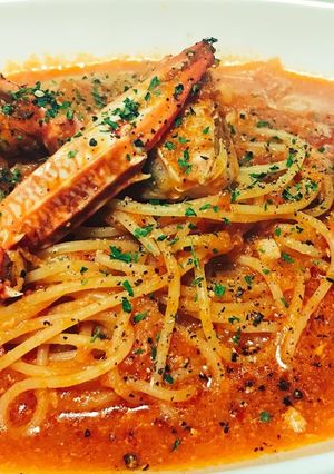 蟹のトマトクリームパスタ(アメリケーヌ)-レシピのメイン写真