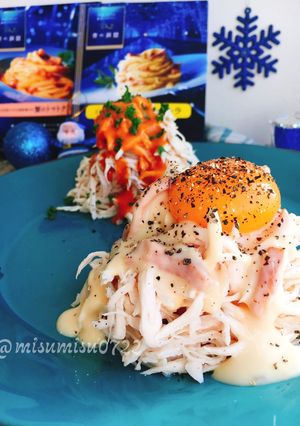 胸肉蒸し鶏をパスタ代わりに！低糖質パスタ-レシピのメイン写真