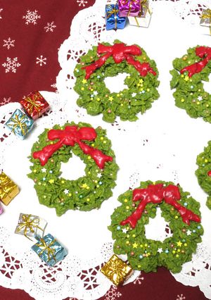 抹茶チョコクランチでクリスマスリース♪-レシピのメイン写真