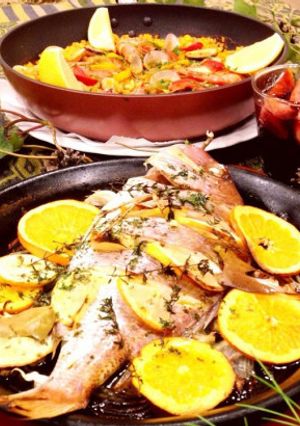 クリスマスパエリア&真鯛のオーブン焼き-レシピのメイン写真