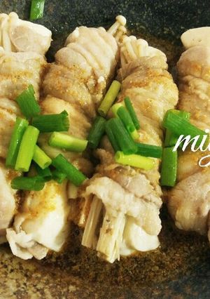 レンチン♥豚バラで豆腐とエノキ巻き♪-レシピのメイン写真