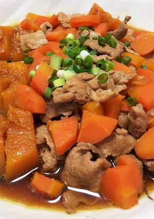 豚肉とかぼちゃと人参の煮物-レシピのメイン写真