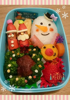 クリスマスリースとサンタさんのキャラ弁❤-レシピのメイン写真