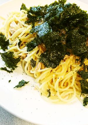 ツナマヨパスタなめ茸のせ-レシピのメイン写真