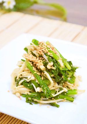 レンジで簡単副菜♡春菊とえのきの胡麻ぽん-レシピのメイン写真