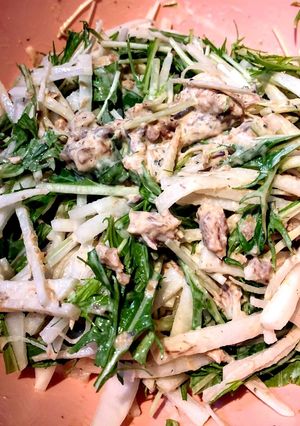 時短簡単!大根と水菜と味付け鯖缶のサラダ-レシピのメイン写真