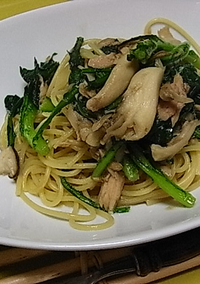 春菊ときのこの和風パスタ-レシピのメイン写真