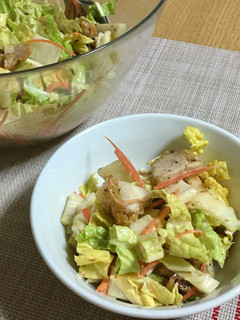 簡単★白菜と唐揚げの胡麻ドレサラダ-レシピのメイン写真