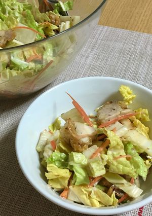 簡単★白菜と唐揚げの胡麻ドレサラダ-レシピのメイン写真