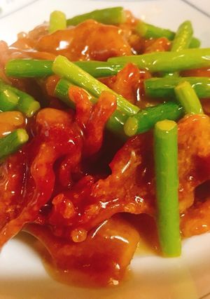 カリカリ豚肉とにんにくの芽の甘酢ソース-レシピのメイン写真