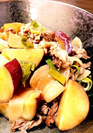 さつまいもと牛肉のオイスターソース煮-レシピのメイン写真