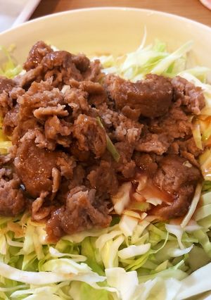 ミートボールでロコモコ風ズボラ丼♪-レシピのメイン写真