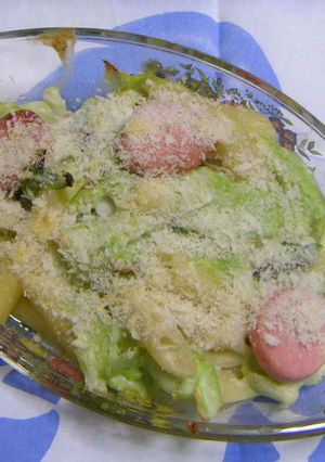 キャベツと魚肉ソーセージのグラタン-レシピのメイン写真