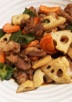 豚こま肉と根菜の甘酢炒め-レシピのメイン写真