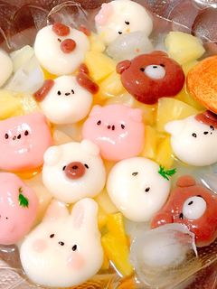 フルーツポンチに♡動物白玉-レシピのメイン写真