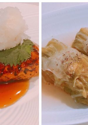 鶏ひき肉のロールキャベツとハンバーグ-レシピのメイン写真