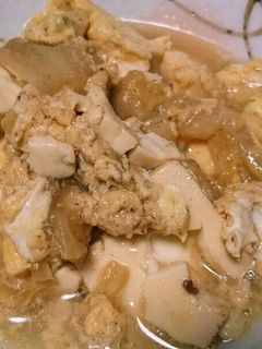 簡単!すき焼きの残りで豆腐の卵とじ-レシピのメイン写真