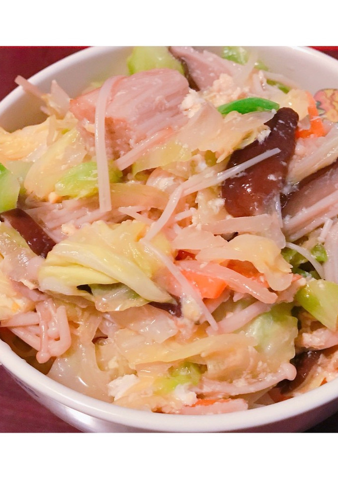 キャベツときのこ類の卵とじ丼-レシピのメイン写真