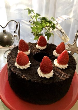クリスマスブラックシフォンケーキ-レシピのメイン写真