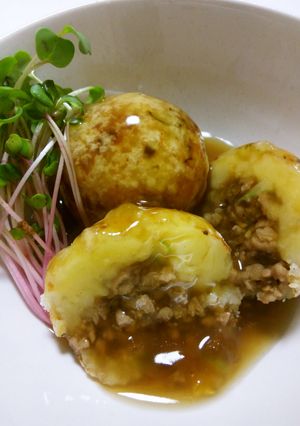 じゃがいも肉詰め団子のあんかけ-レシピのメイン写真
