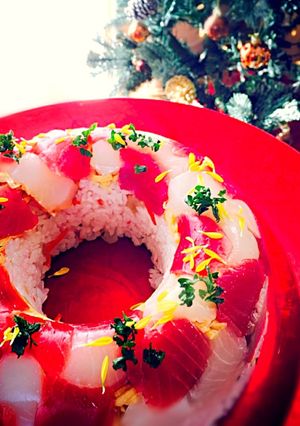 Xmasリース寿司-レシピのメイン写真