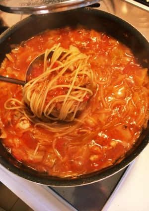 みんなでワイワイ！お鍋でスープパスタ☆-レシピのメイン写真