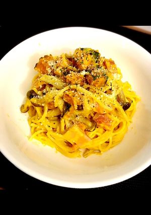 かぼちゃとベーコンの濃厚クリームパスタ-レシピのメイン写真