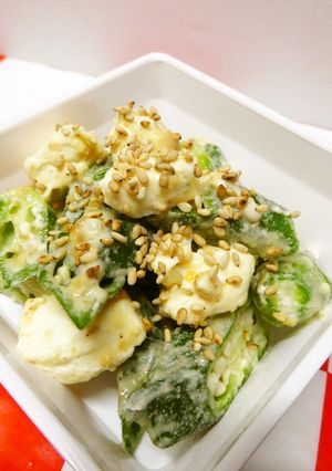 オクラとクリームチーズの味噌マヨ和え♪-レシピのメイン写真