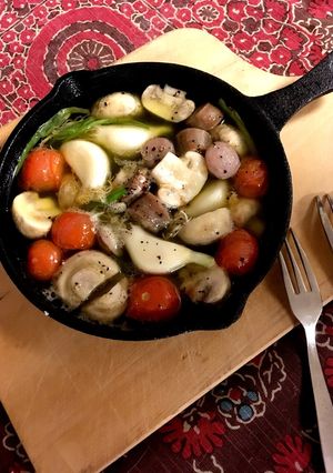 スキレットで…塩麹入りアヒージョ！-レシピのメイン写真