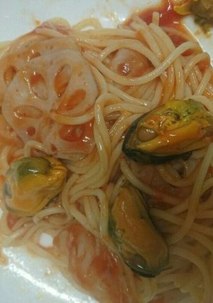 レンコンとムール貝のアラビアータ-レシピのメイン写真