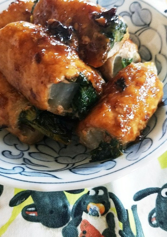 大根、大根葉の照り焼き肉巻き-レシピのメイン写真