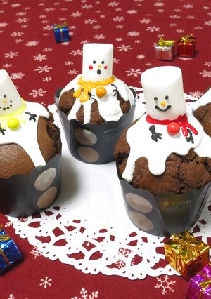 クリスマス☆メルティースノーマンマフィン-レシピのメイン写真