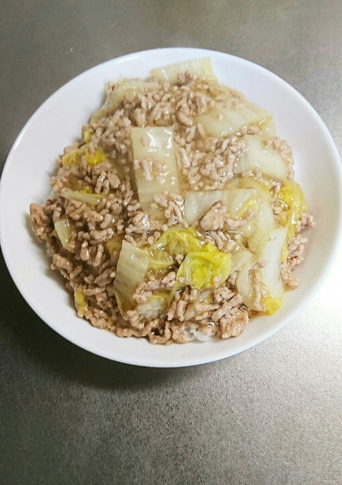 簡単　豚ひき肉と白菜のとろとろ丼-レシピのメイン写真