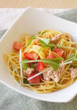 【かき醤油】トマトとツナの冷製パスタ-レシピのメイン写真