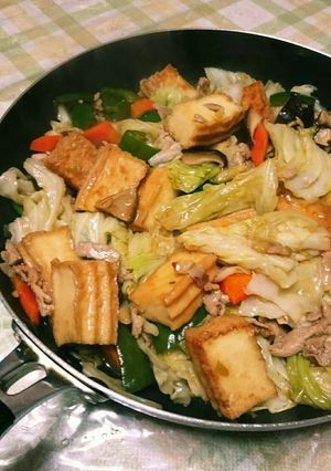 生姜入り和風！厚揚げとキャベツの煮物☆-レシピのメイン写真