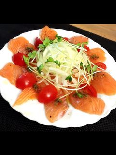 【超簡単】柚子胡椒のサーモンカルパッチョ-レシピのメイン写真