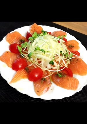 【超簡単】柚子胡椒のサーモンカルパッチョ-レシピのメイン写真