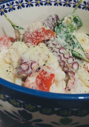 タコとトマトの洋風うどん(*ﾟ∀ﾟ*)-レシピのメイン写真