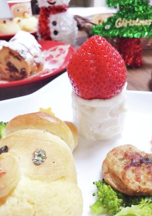 1歳X'mas♡蒸しパンキャンドルケーキ-レシピのメイン写真