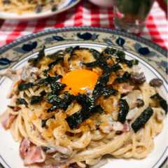 รูปของ ワンボウルパスタ♪和風カルボナーラ