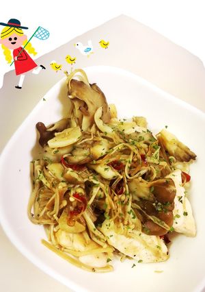 鶏ムネ肉とキノコのガーリックソテー-レシピのメイン写真