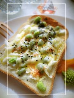白菜軸×枝豆のミルキー和トースト-レシピのメイン写真