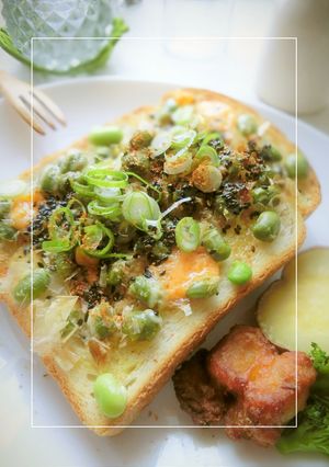 枝豆×ミモレットの胡麻おかかトースト-レシピのメイン写真