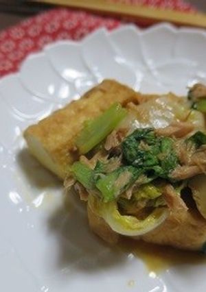 旬の野菜とともに「厚揚げとツナの中華風」-レシピのメイン写真