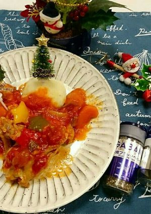 手羽元のトマト煮込み♡マッシュポテト添え-レシピのメイン写真