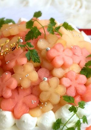 ケーキデコ りんごでお花-レシピのメイン写真